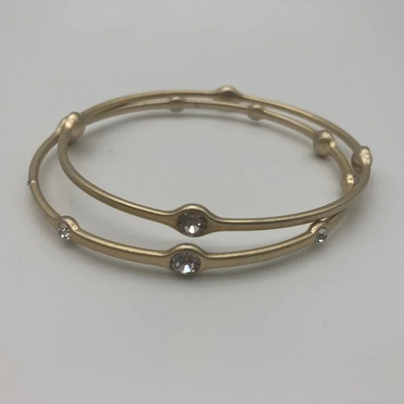 Lia Sophia 'For You' Bangle Bracelet Set of 5 Matte Gold Tone & Crystals - Picture 5 of 9